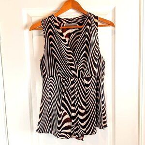 Classiques Entier Zebra Animal Print Silk Surplice Top